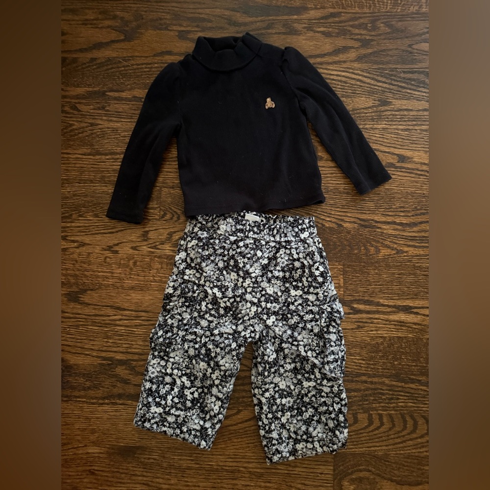 GAP Black Baby Top with Embroidered Detail